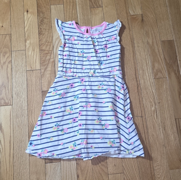 Jumping Beans Striped Floral Dress - White and Pink - Picture 1 of 1